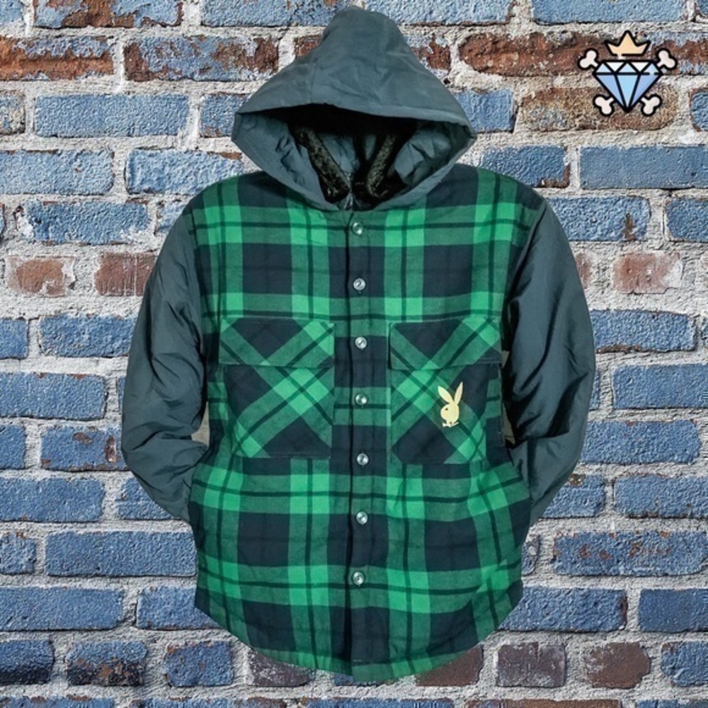 PLAYBOY BY PACSUN BOYFRIEND PLAID BUTTON UP JACKET SIZE XS/S WINTER OUTERWEAR